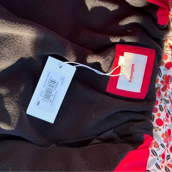 Catimini Red Hooded Puffer Jacket with Mittens - Picture 3 of 5